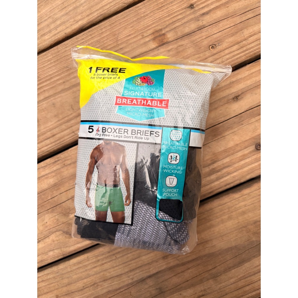 Fruit of the Loom Signature Breathable Mesh Boxer Briefs 5 Pack Mens Medium